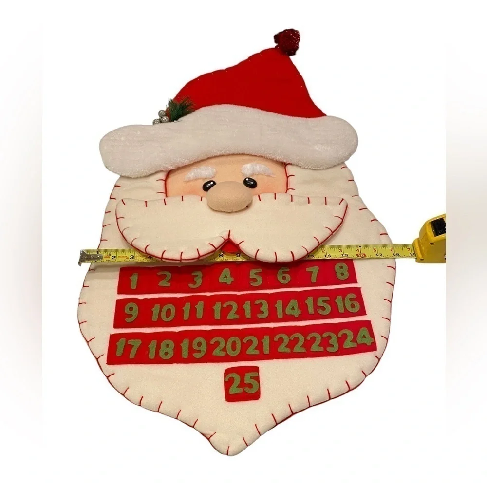 Santa Claus Hanging Felt Christmas Advent Calendar December Countdown Pockets